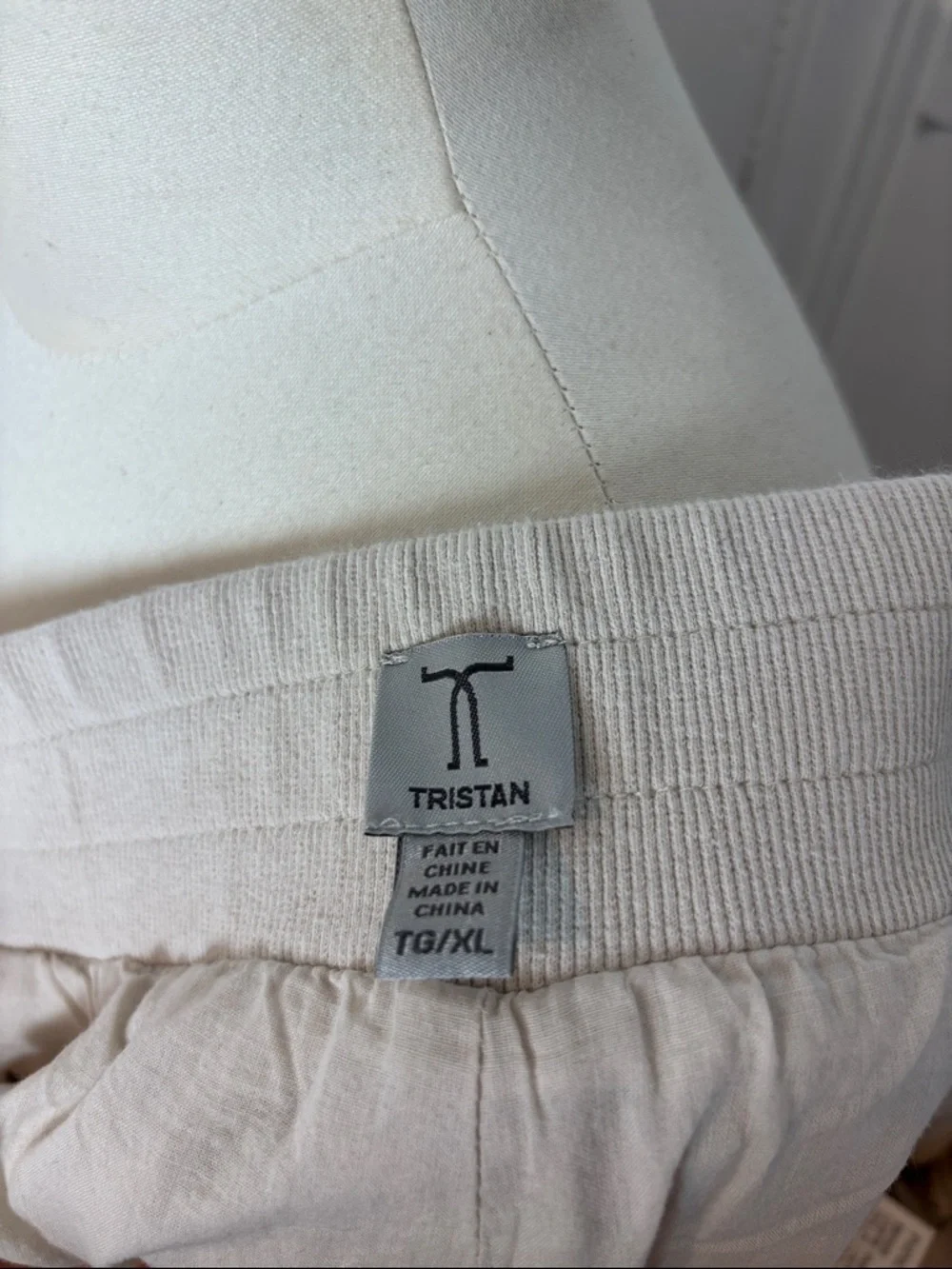 TRISTAN 100% Linen Set | Beige Jogger Pants & Sleeveless Button Shirt | Size XL - Picture 12 of 13